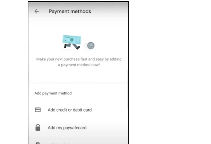 add a credit card in Google Play